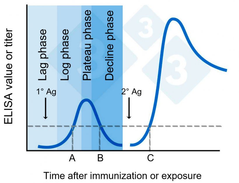 Figure 2. ELISA&nbsp;value&nbsp;or titer during time after the immunization.
